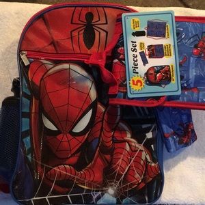 spider man 5 piece backpack